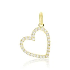 Pendentif Coeur Penche Or Jaune Oxyde De Zirconium