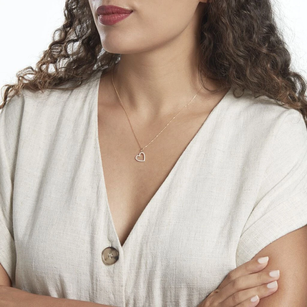 Pendentif Coeur Penche Or Jaune Oxyde De Zirconium – Image 4