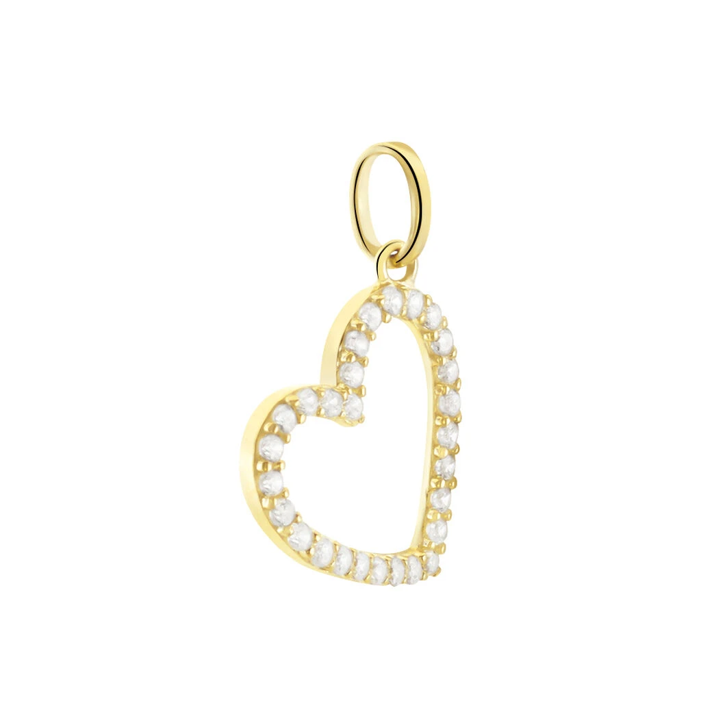 Pendentif Coeur Penche Or Jaune Oxyde De Zirconium – Image 2