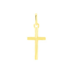 Pendentif Bathilde Croix Striee Or Jaune