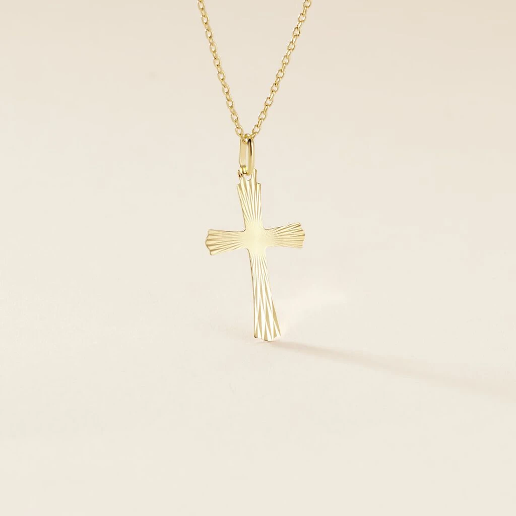 Pendentif Benny Croix Ciselee Or Jaune – Image 3