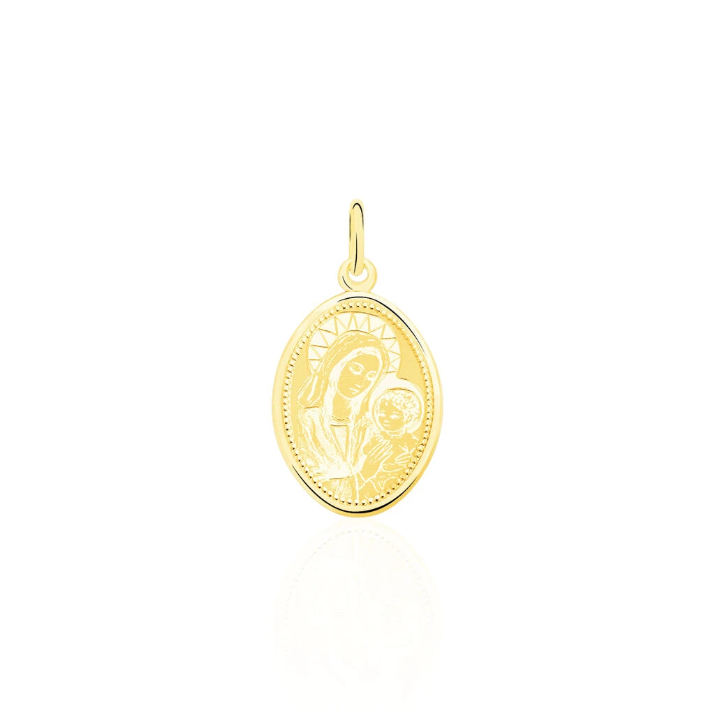Pendentif Or Jaune Vierge A L'enfant