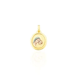 Pendentif Vierge A L'enfant Ovale Or Jaune