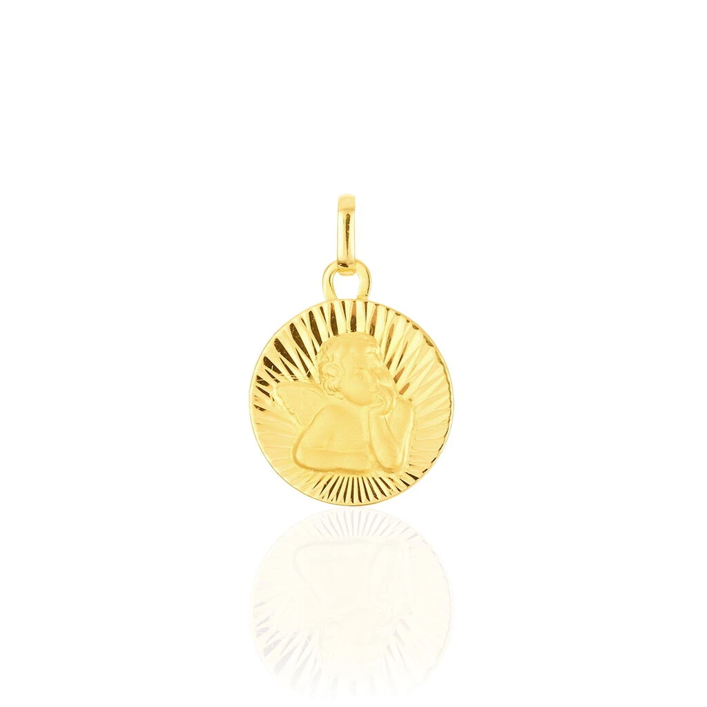 Pendentif Ange Rond Effet Diamante Or Jaune