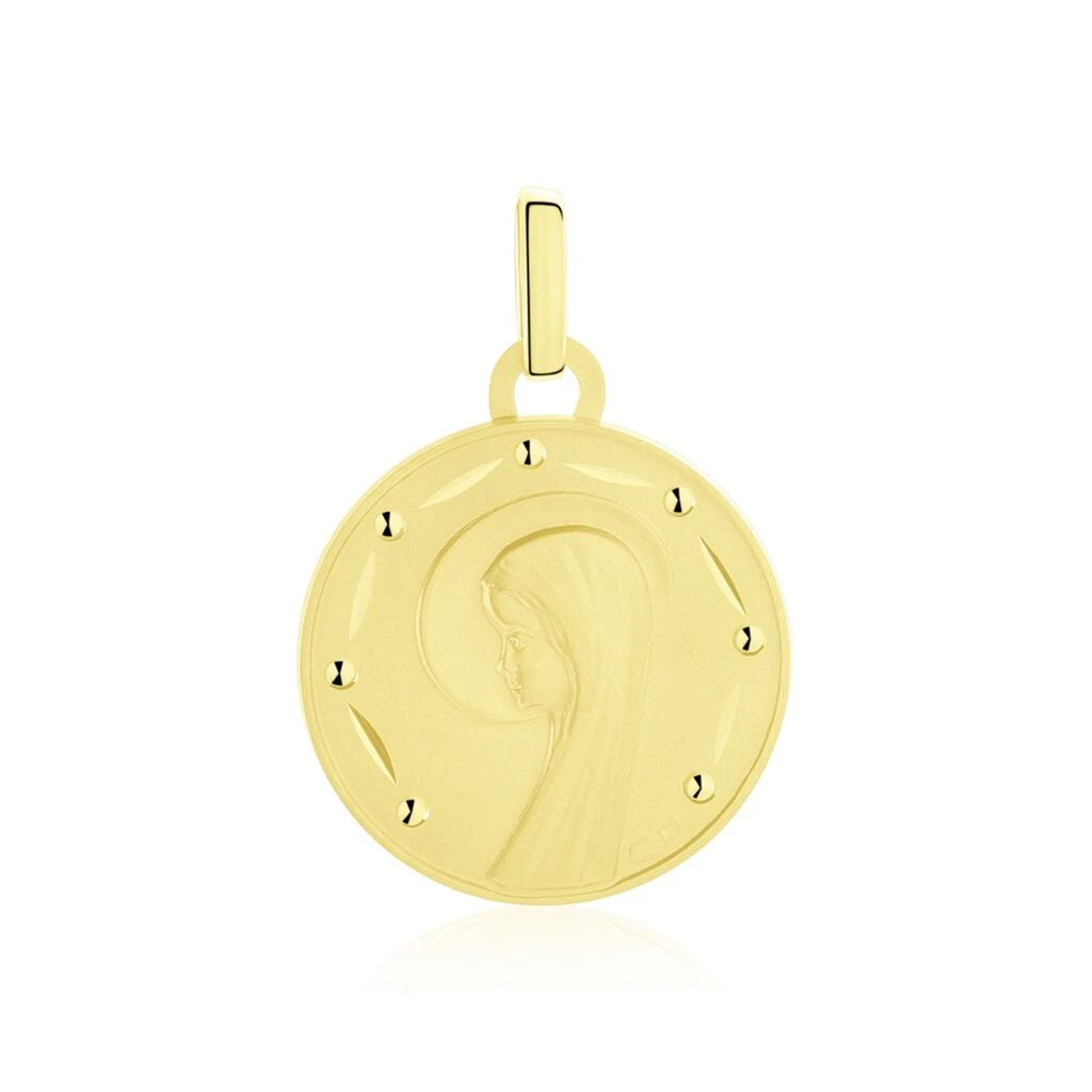 Pendentif Vierge Rond Diamante Or Jaune