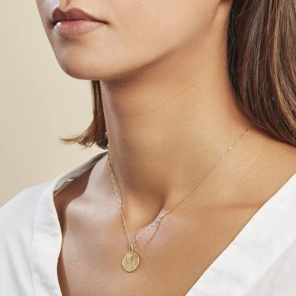 Pendentif Vierge Rond Diamante Or Jaune – Image 3