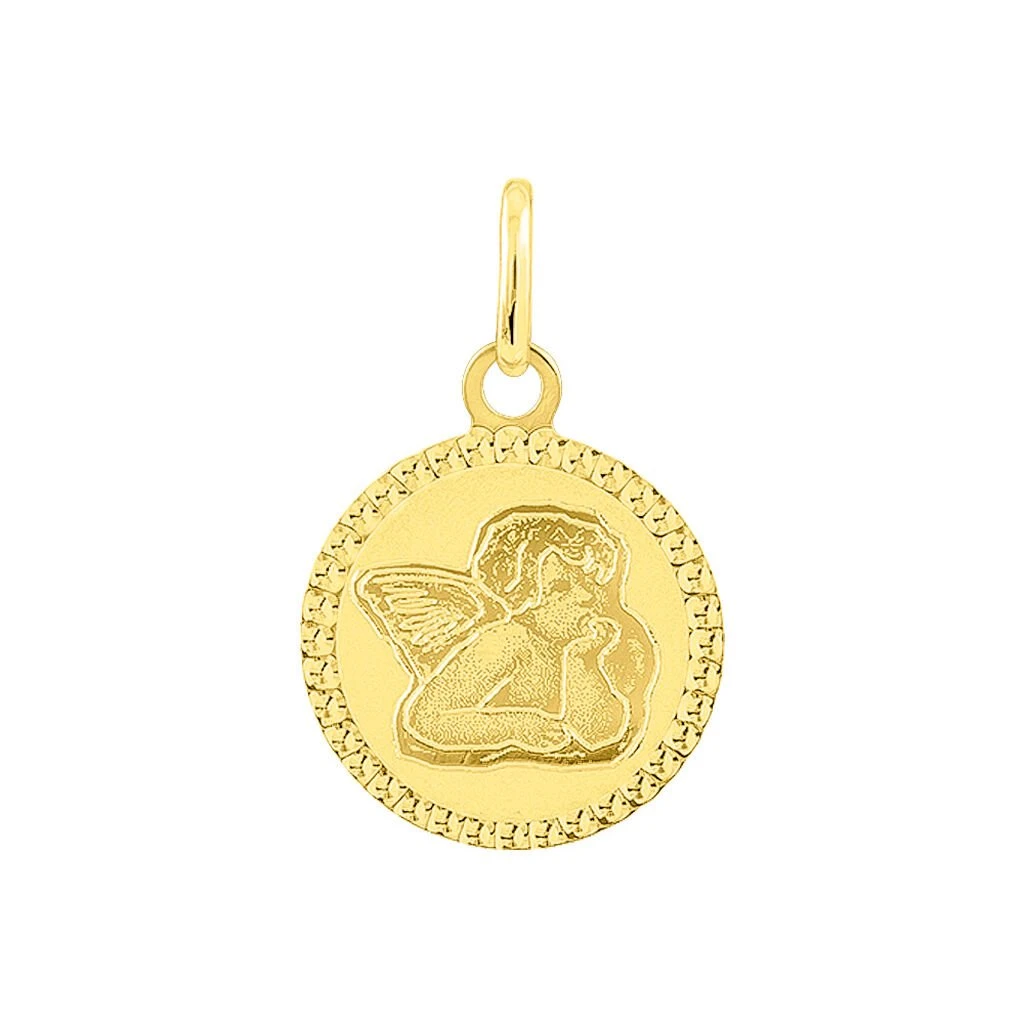 Pendentif Ange Rond Cisele Or Jaune