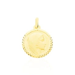 Pendentif Vierge Rond Strie Or Jaune
