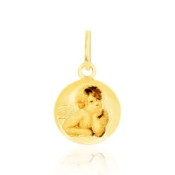 Pendentif Ange Rond Resine Or Jaune