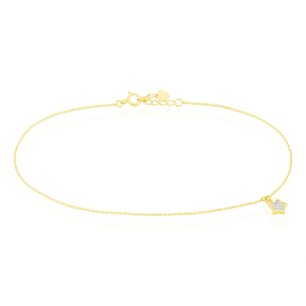 Chaîne De Cheville Valentiane Or Jaune Oxyde De Zirconium