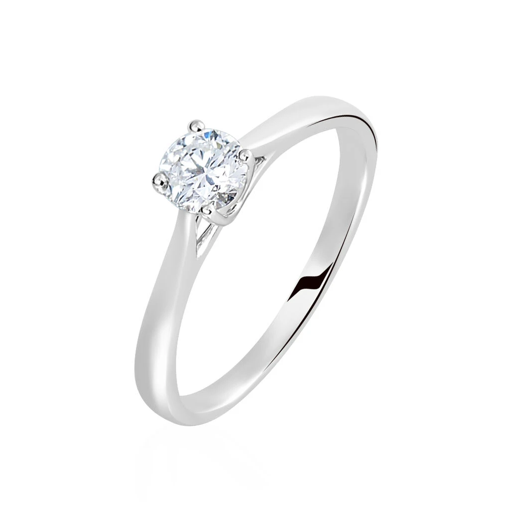 Bague Solitaire Fiona Or Blanc Diamant Synthetique
