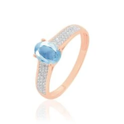 Bague Crista Or Rose Topaze Et Diamant