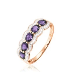 Bague Margaux Or Rose Amethyste Et Diamant