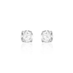 Boucles D'oreilles Or Blanc Victoria Puces Diamants