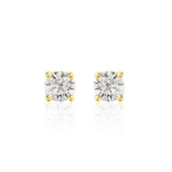 Boucles D'oreilles Puces Victoria Or Jaune Diamant