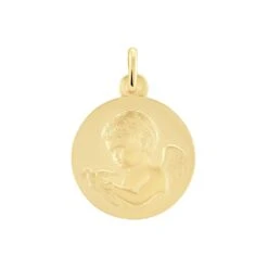 Medaille Or Jaune Ange Et Oiseau