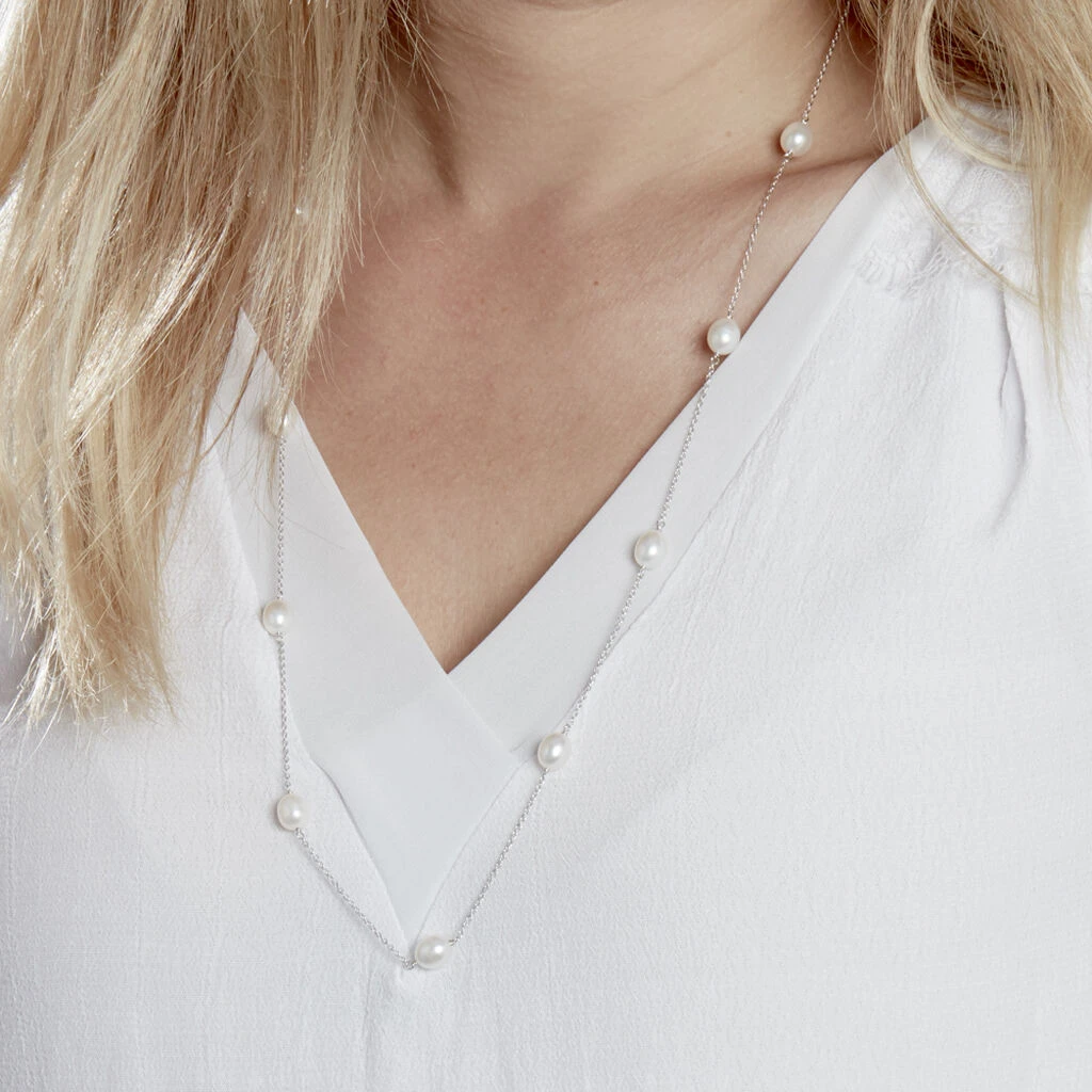 Collier Sautoir Argent Gaspar Perles De Culture 7-8mm 73cm – Image 4