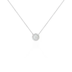 Collier Nawala Argent Blanc Oxyde De Zirconium Et Nacre