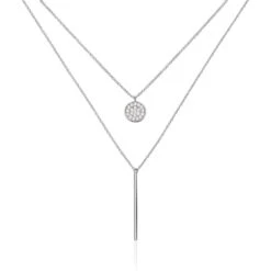 Collier Manna Argent Blanc Oxyde De Zirconium