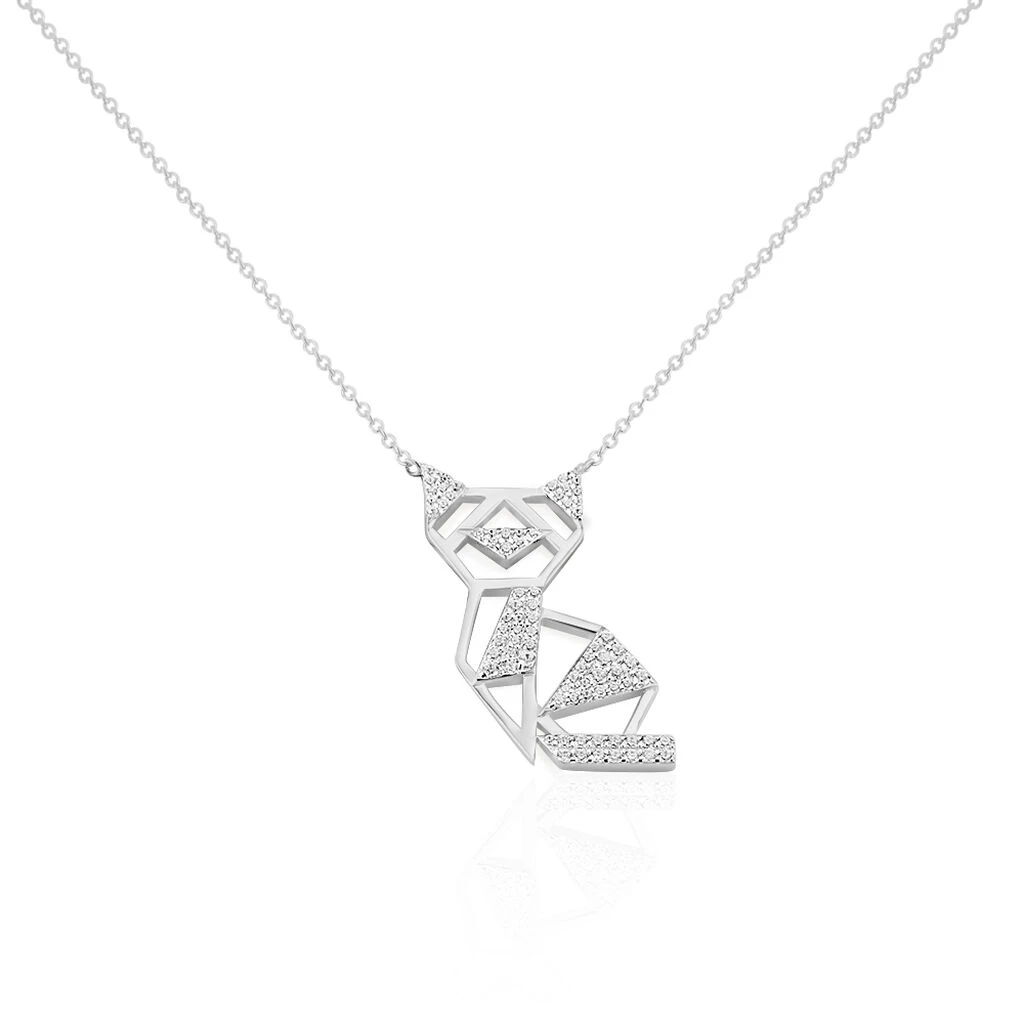 Collier Sautoir Junien Argent Blanc Oxyde De Zirconium