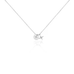 Collier Pluton Argent Blanc Oxyde De Zirconium