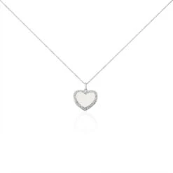 Collier Corazon Argent Blanc Oxyde De Zirconium