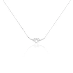 Collier Argent Blanc Icovellauna Oxydes De Zirconium Serti Griffes