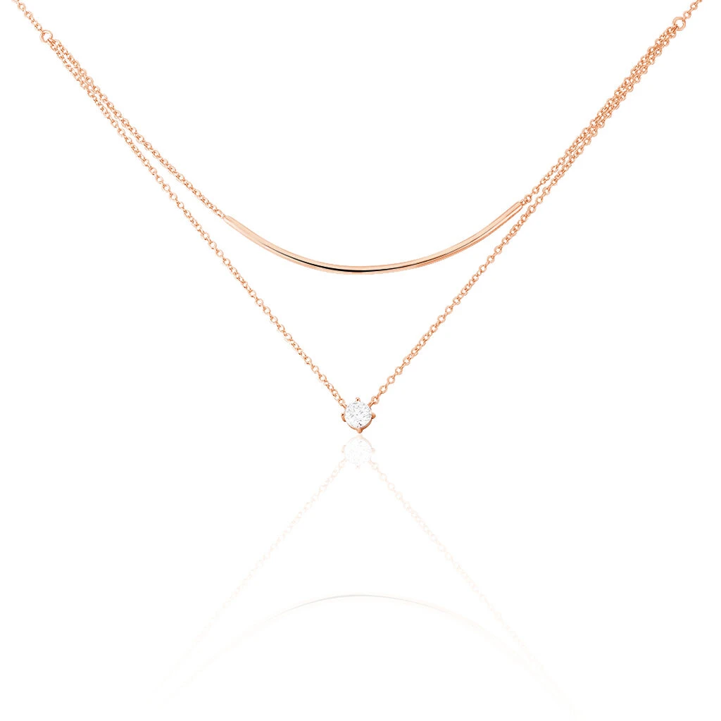 Collier Ruth Argent Rose Oxyde De Zirconium