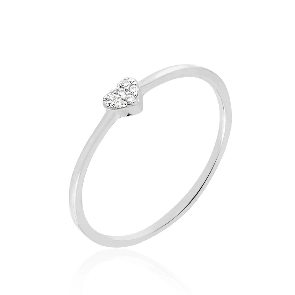 Bague Accumulation Coeur Argent Blanc Oxyde De Zirconium