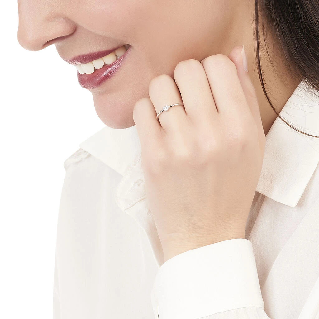 Bague Accumulation Coeur Argent Blanc Oxyde De Zirconium – Image 6