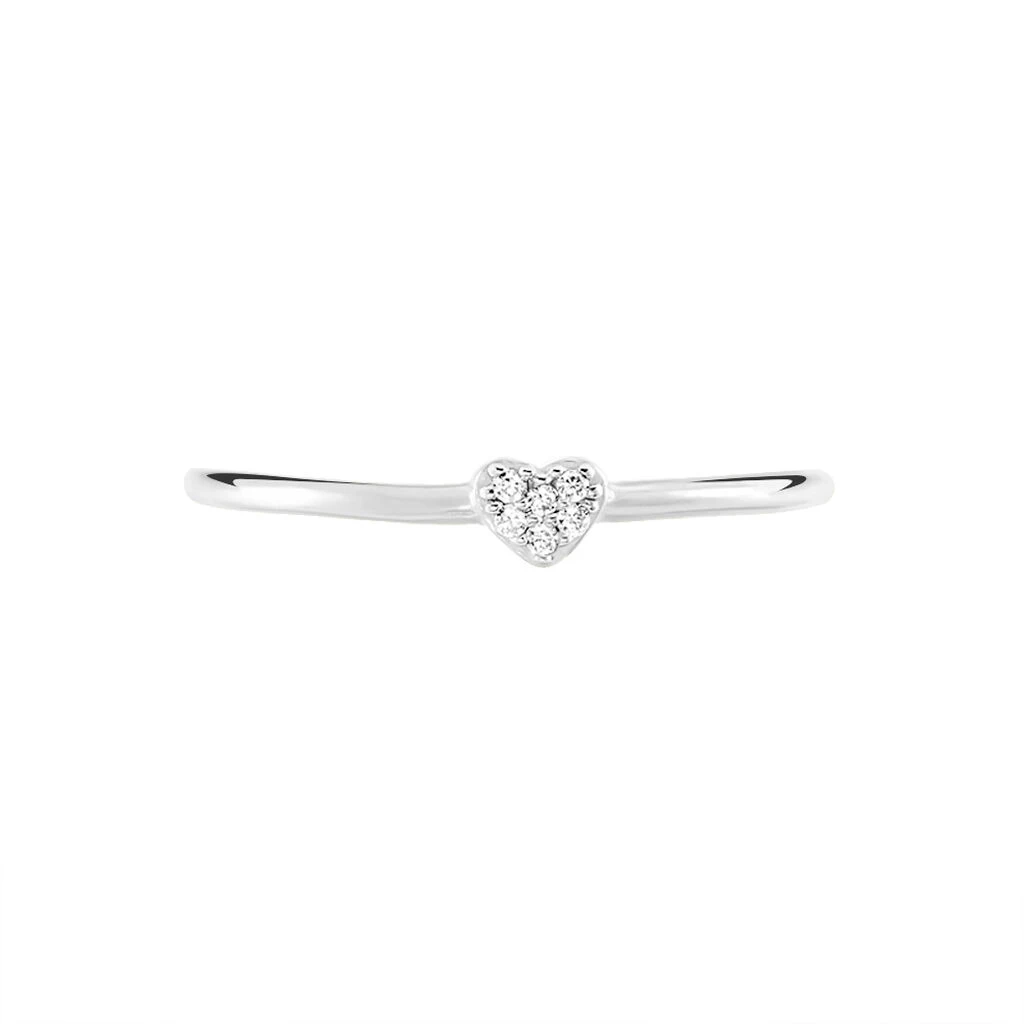 Bague Accumulation Coeur Argent Blanc Oxyde De Zirconium – Image 2