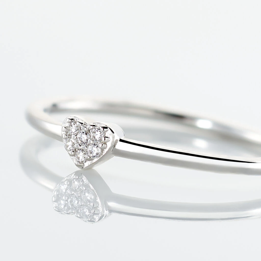 Bague Accumulation Coeur Argent Blanc Oxyde De Zirconium – Image 4