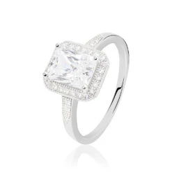 Bague Solitaire Pilar Argent Blanc Oxyde De Zirconium