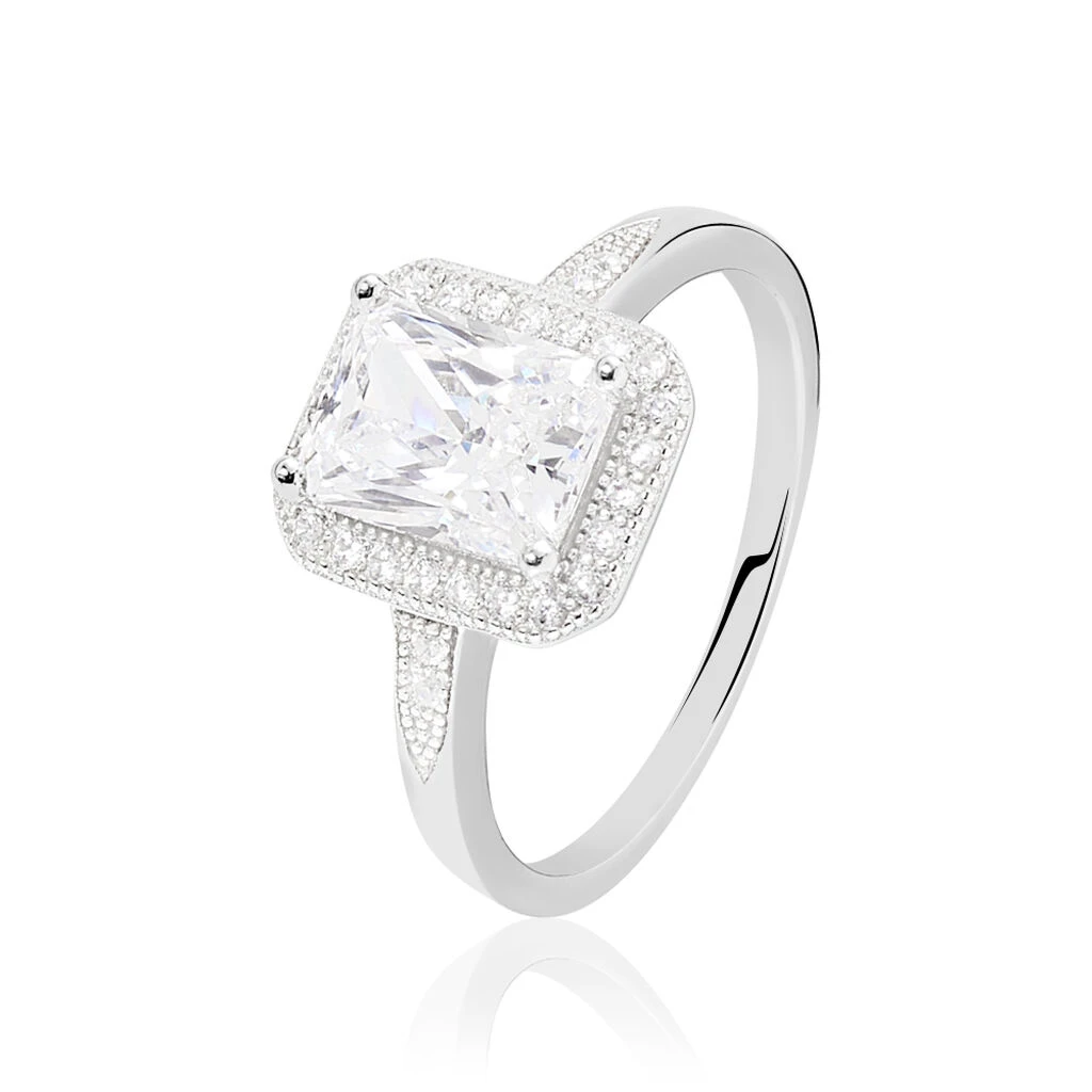 Bague Solitaire Pilar Argent Blanc Oxyde De Zirconium