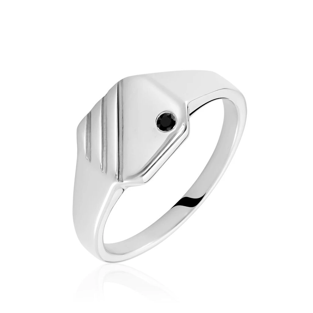 Chevalière Kaden Argent Blanc Oxyde De Zirconium Noir