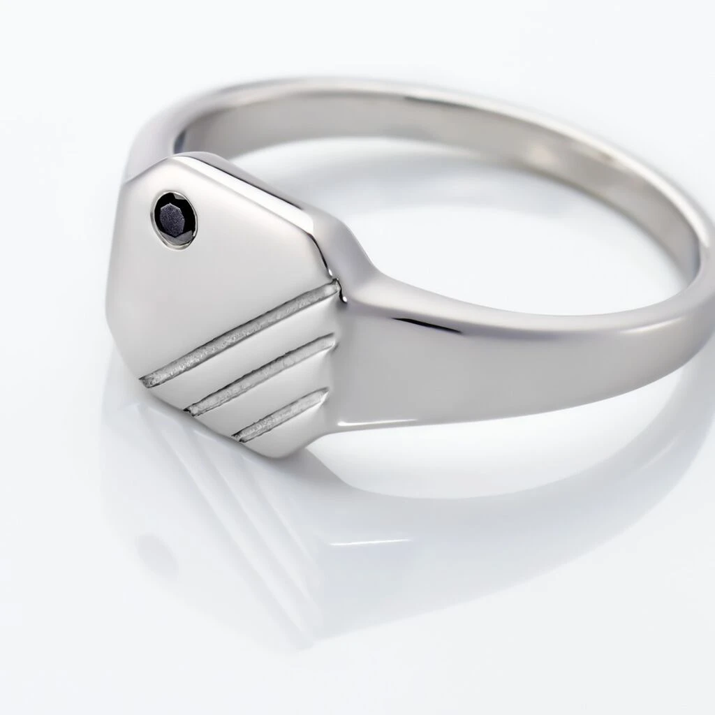 Chevalière Kaden Argent Blanc Oxyde De Zirconium Noir – Image 4