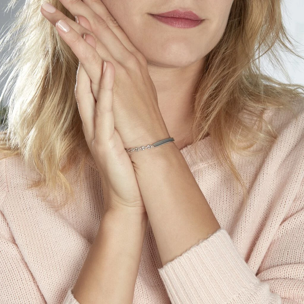 Bracelet Identité Caroline Maille Grain De Cafe Argent Blanc – Image 3