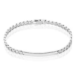 Bracelet Identité Clementine Maille Gourmette Argent Gris
