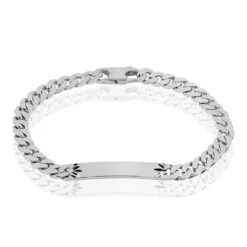 Bracelet Identité Clementine Maille Gourmette Argent Blanc