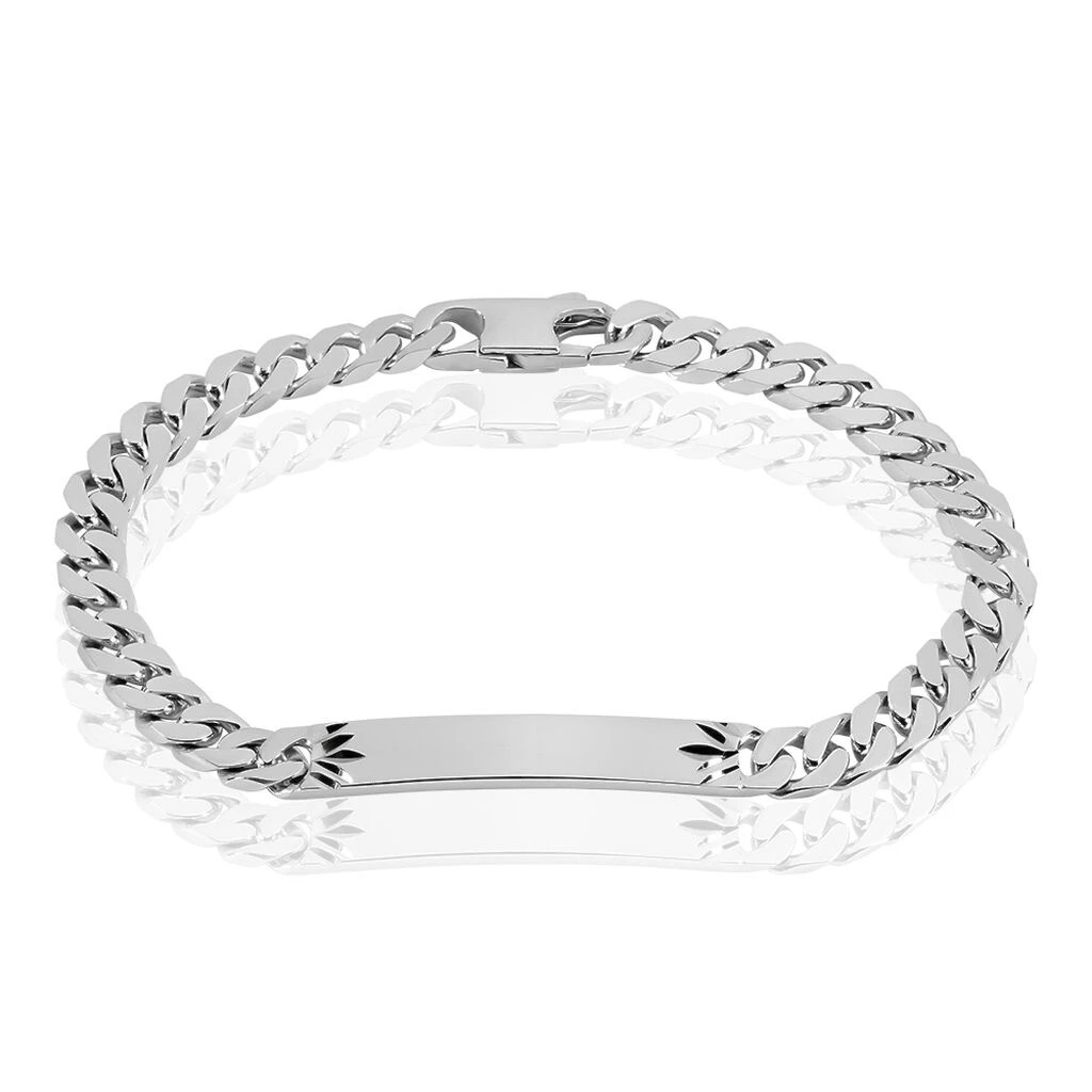 Bracelet Identité Clementine Maille Gourmette Argent Blanc