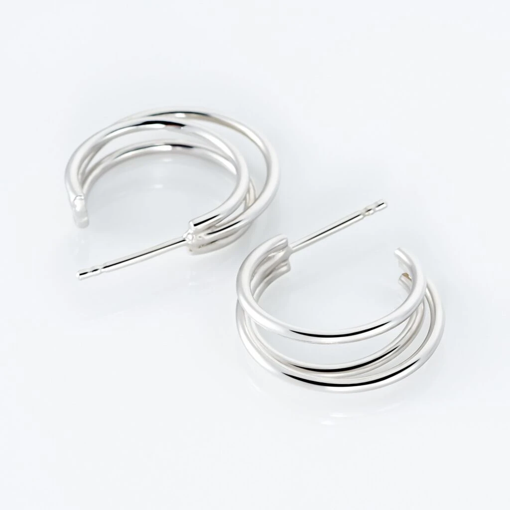 Créoles Argent Blanc Jukka – Image 3