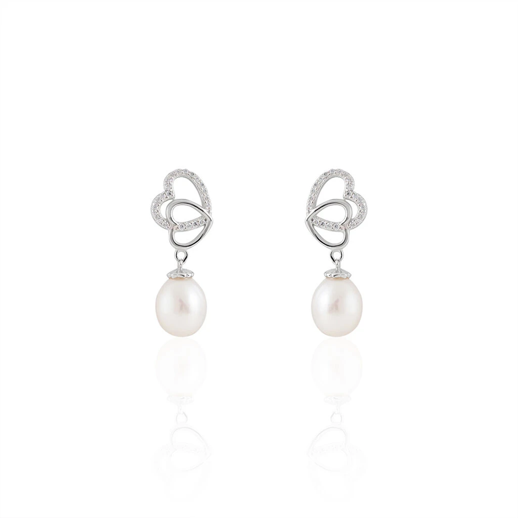 Boucles D'oreilles Pendantes Rosella Argent Perle De Culture Et Oxyde