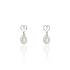 Boucles D'oreilles Pendantes Miley Argent Blanc Perle De Culture