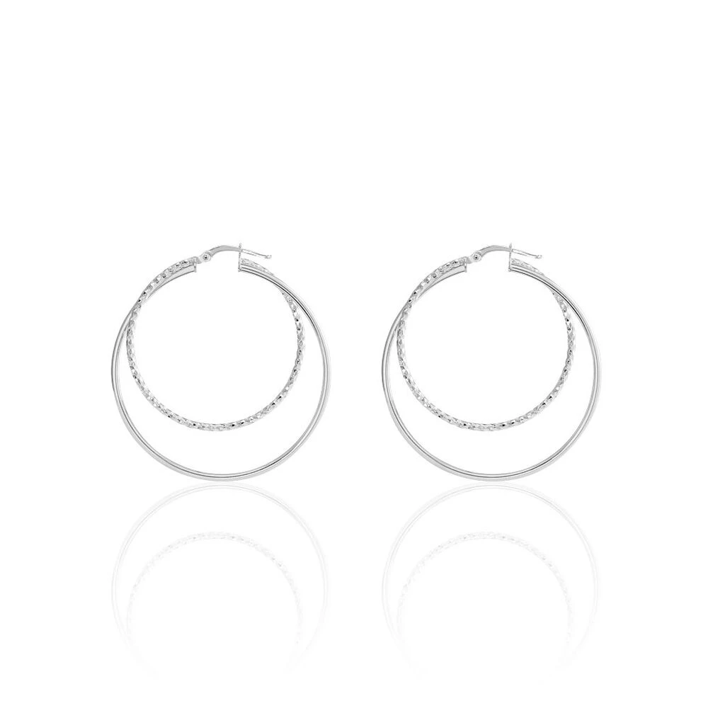 Créoles Argent Blanc Marjorie – Image 2