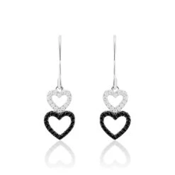 Boucles D'oreilles Pendantes Lio Argent Blanc Oxyde De Zirconium