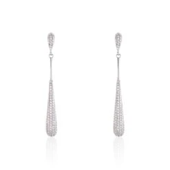 Boucles D'oreilles Pendantes Chandell Argent Blanc Oxyde De Zirconium