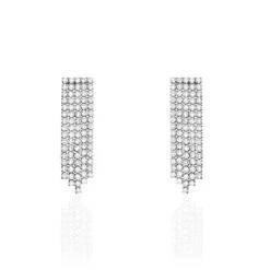 Boucles D'oreilles Pendantes Clavie Argent Blanc Oxyde De Zirconium