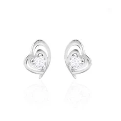Boucles D'oreilles Puces Alou Argent Blanc Oxyde De Zirconium