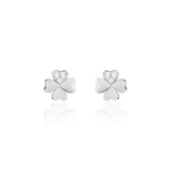 Boucles D'oreilles Puces Luce Argent Blanc Oxyde De Zirconium