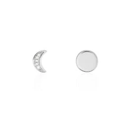 Boucles D'oreilles Dépareillées Lyana Argent Blanc Oxyde De Zirconium